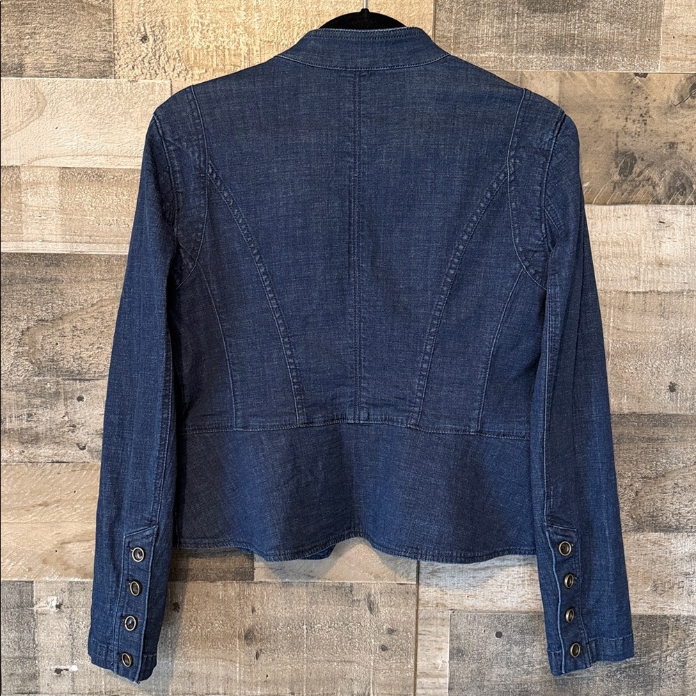 White House Black Market Denim Jacket with mandarin collar Size 4 - Picture 15 of 16